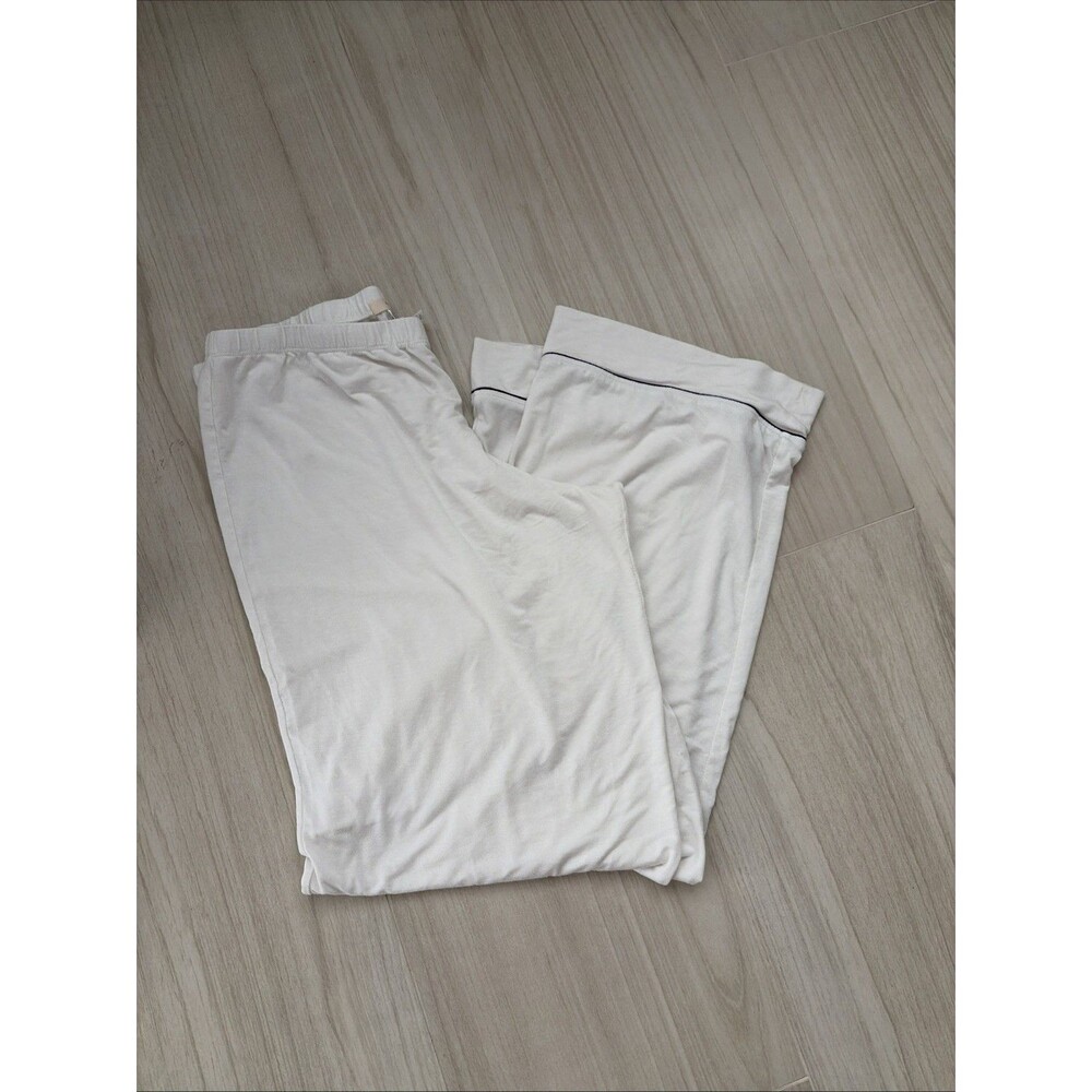 Eberjey Lounge Pants Cream Wide Leg Pajama  Elastic Waist - Size M